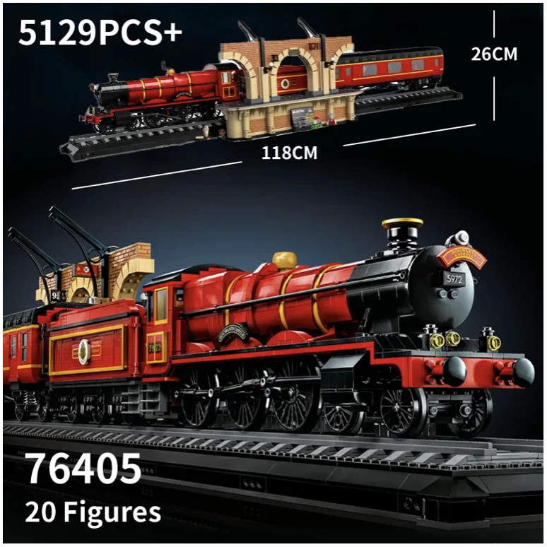 Collector's Edition 76405 118CM Hogwiartsed Express Train Building Set Bricks with Small people Toys For Adults Gift 5129PCS