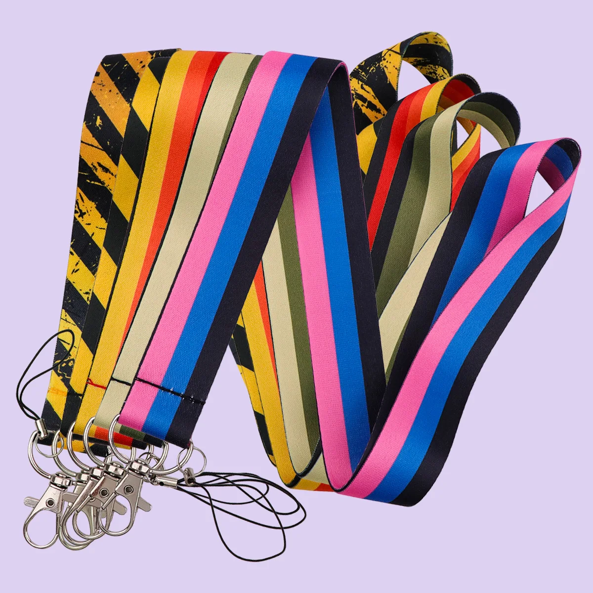 

Colorful Stripe Rope Strap Keychain Lanyard For Cars Motorcycles Keys Anti-Lost Hang Rope Keys Accessories Gifts for Friend 5pcs