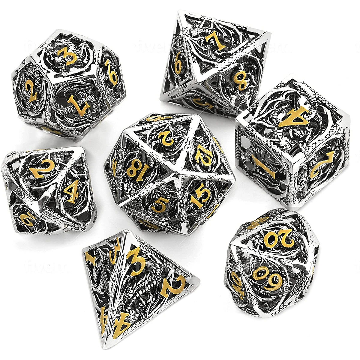 

Металлические полые кубики летающего дракона, набор кубиков для ролевых игр, многогранная настольная игра, ролевые кубики D20D12 D100 D8 D6 D4 D10