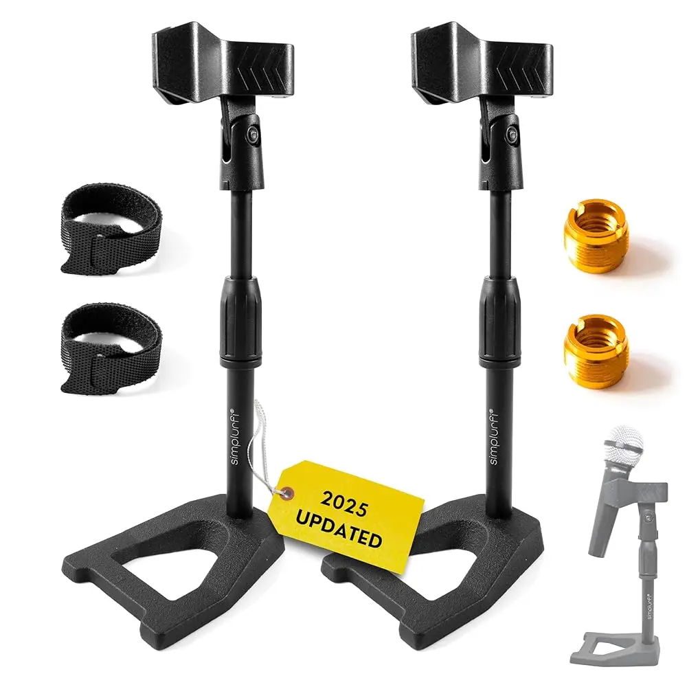 Free Shipping 2 Pcs Mic Stand with Mic Clip Desktop, Adjustable Table Microphone Stand, 5/8” to 3/8” Metal Adapter, Heavy Weight
