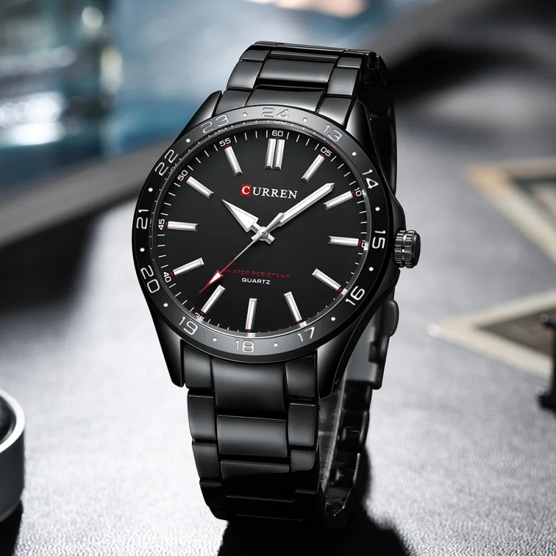 CURREN 8452, модные мужские кварцевые часы, роскошные стальные полоски, водостойкий ночник, мужские часы для отдыха, подарки, relogios masculino