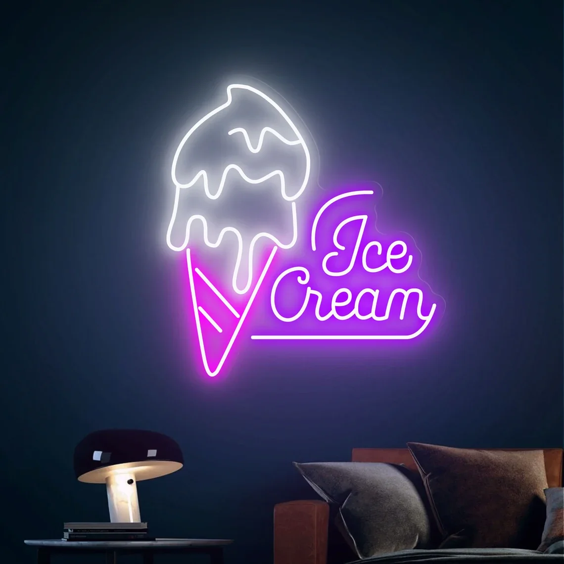 

Ice Cream Neon Sign Custom Wall Art Decor Shop Business Logo Kids Baby Bedroom Decor Signs Birthday Bar Sign