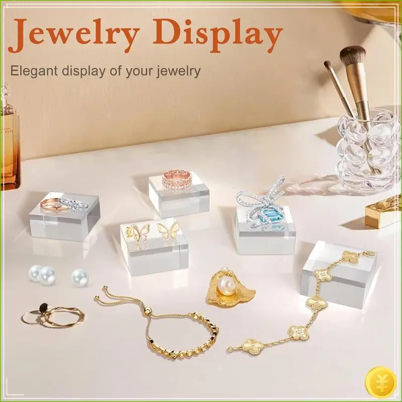 4 قطع كتل أكريليك للعرض 2X2X1 بوصة مربع الناهض عرض تقف الكأس للمجوهرات الكأس