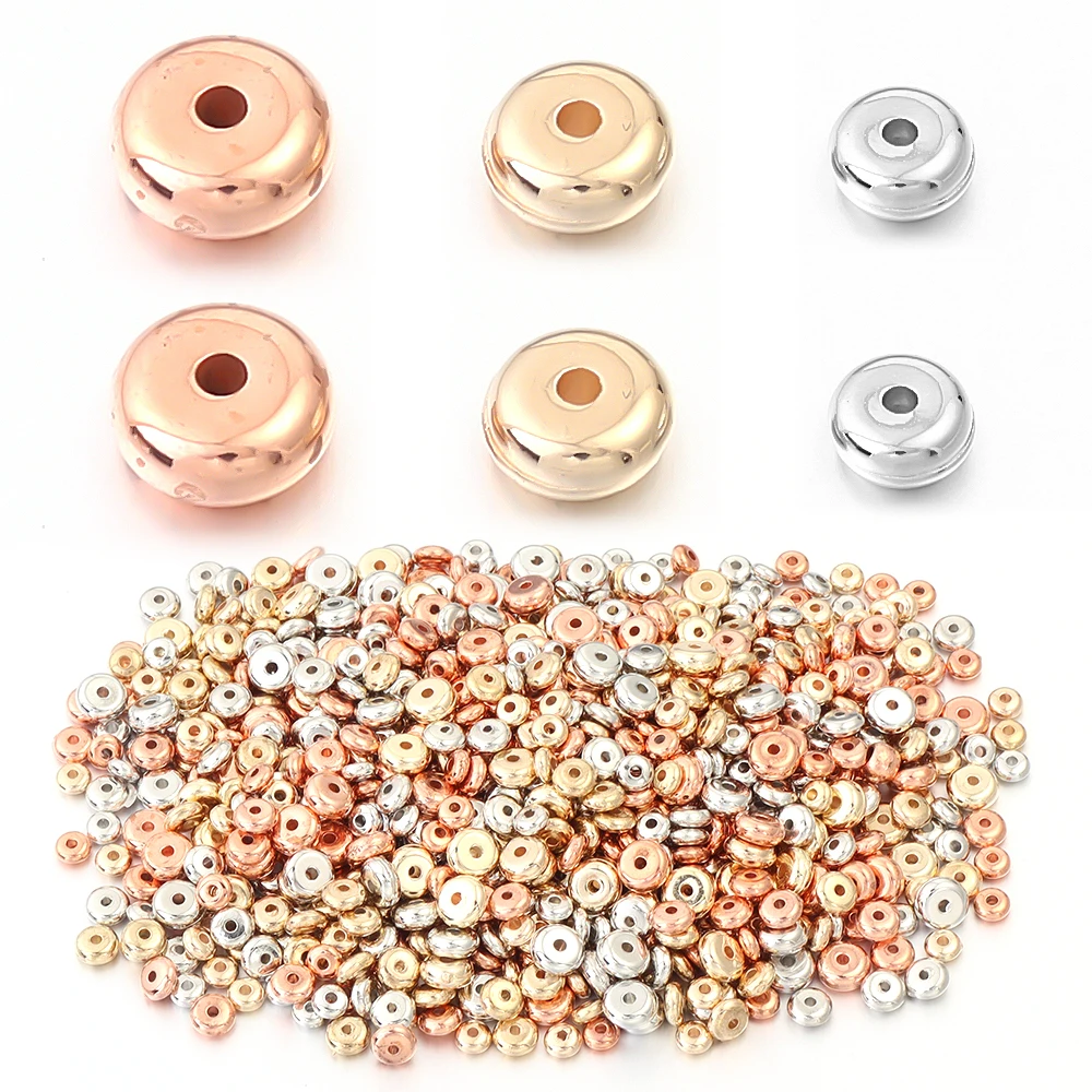 

200-400Pcs Mixed Color CCB Charm Spacer Wheel Beads Oval Flat Round Loose Beads Gold Silver For DIY Jewelry Making Accessories