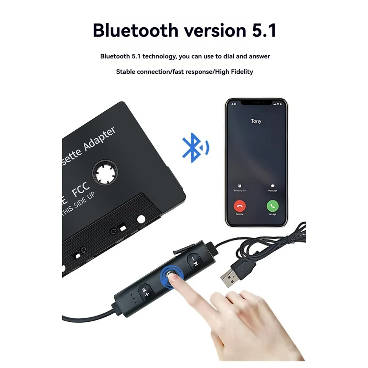 

【Today-Only!】Cassette Adapter Bluetooth 5.1 Universal Wireless Cassette Adapter for Cars Trucks with Cassette APP Player