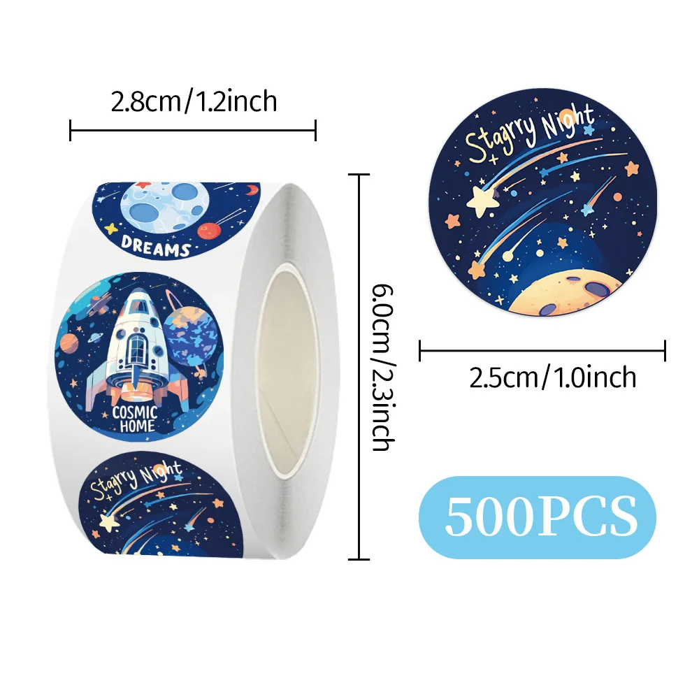 500 قطعة/لفة لطيف رائد الفضاء لفة ملصقات الديكور الإبداعي هدية للأطفال DIY بها بنفسك ختم ملصقات القرطاسية الديكور #5