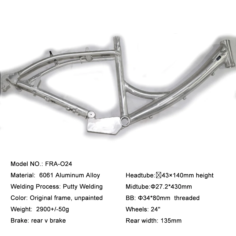 High Quality Frame for E-Bike/Normal Bike 24 Inch Wheel Bike Frame Aluminum Alloy Material Bicycle Skeleton Maximum Weight 250KG