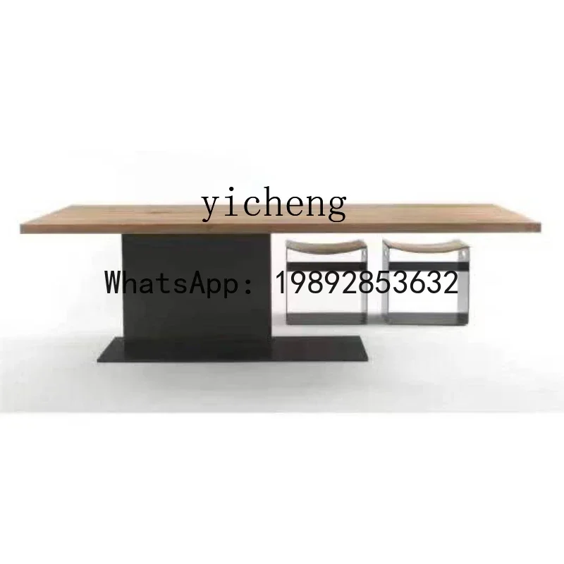 

ZZ Simplicity Log Vintage Dining Table Art Iron Art Western-Style Dining Table Solid Wood Dining Table Living Room Home