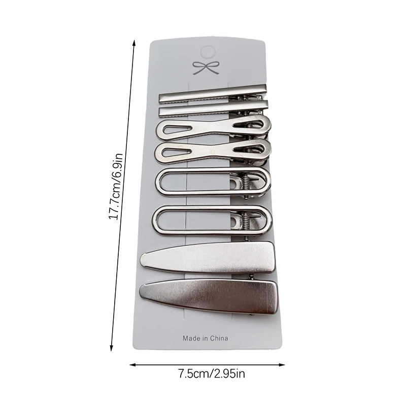 8pcs Girl Hair Pins Silver Metal Duckbill Clip Women Hair Clips Side Bangs Female Ladies Barrettes Hair Accessories
