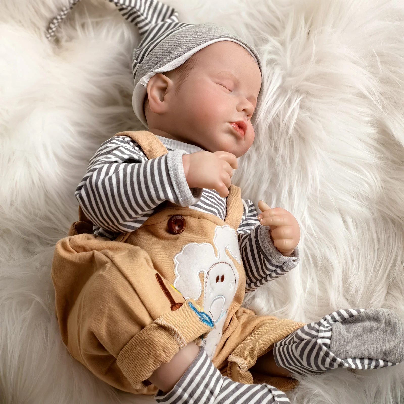 

19 inch Realistic Sleeping Reborn Baby Doll Boy Full Silicone Vinyl Newborn Baby Doll Kids Playmates DIY Early Educational Toy