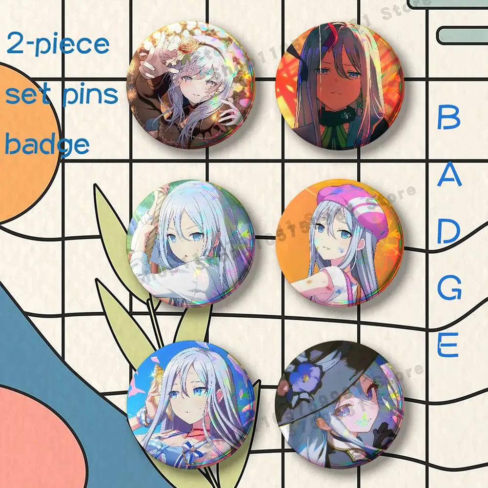 Kanade Yoisaki P-Project S-Sekai Brooches for Backpack Accessories 25 32 44 58 75mm Round 2-piece set Free Mix