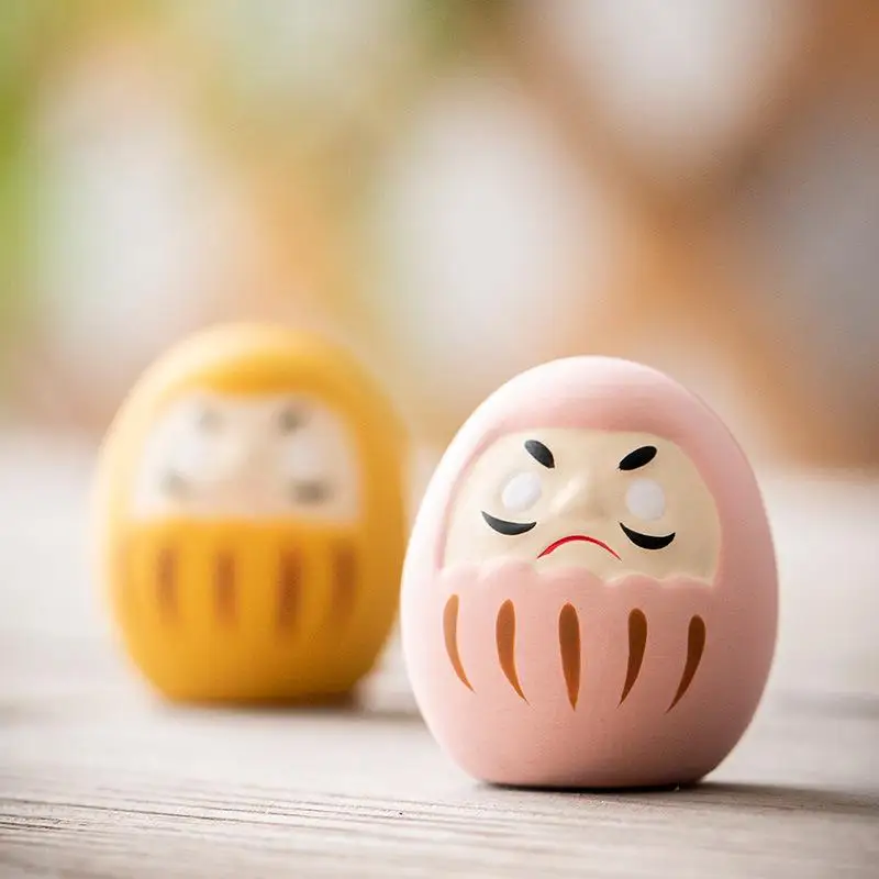(.) Japanese Ceramic Daruma Statue Daruma Tumbler Crafts Lucky Fortune Ornament Landscape Daruma Doll Fengshui Home Decor Gift