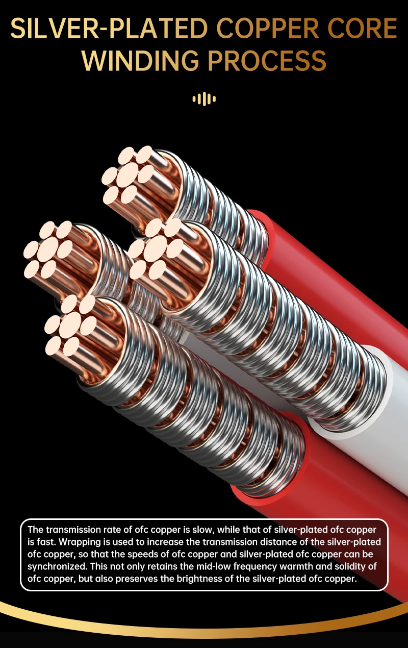 Serost StarPro HiFi-Audiokabel, versilbertes OFC-Kabel, 3,5-mm-AUX auf 6,5-mm-TRS-Stereo-Adapterkabel für Mikrofon, Verstärker, Lautsprecher – Detail 4