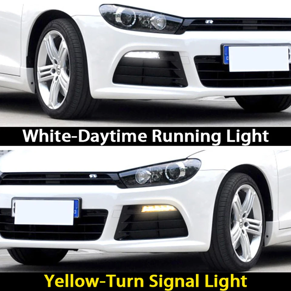 車 LED DRL デイタイムランニングライト白フォグランプ黄色ウインカー