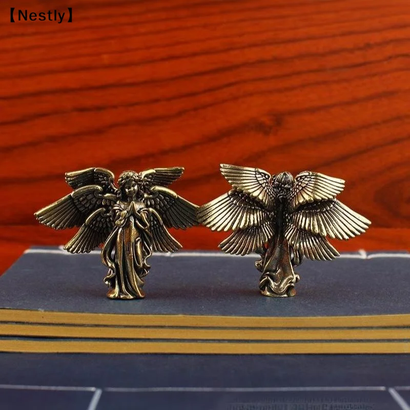 Copper Six Winged Angel Love Cupid Statue Small Ornaments Brass Angel Figurines Desktop Decorations Home Decor Accessories〔Nest〕