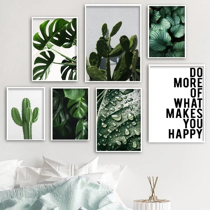 Green Tropical Plant Painting Monstera Cactus Poster Wall Art Canvas Picture Nordic Leaves Posters for Living Room Home Decor