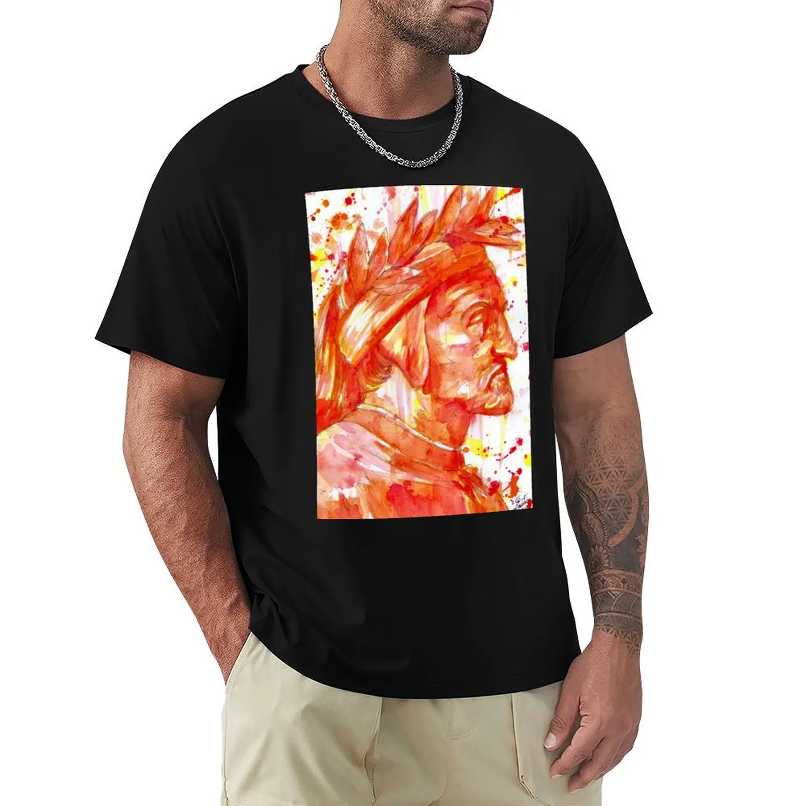 DANTE ALIGHIERI - after RAPHAEL - watercolor portrait T-Shirt Breathable Sportswear T-Shirt for Men