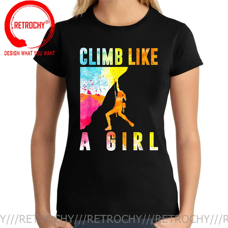 Maglietta da arrampicata Vintage maglietta da montagna da donna T-Shirt da arrampicata come una maglietta da ragazza slim fitness Rock Climb