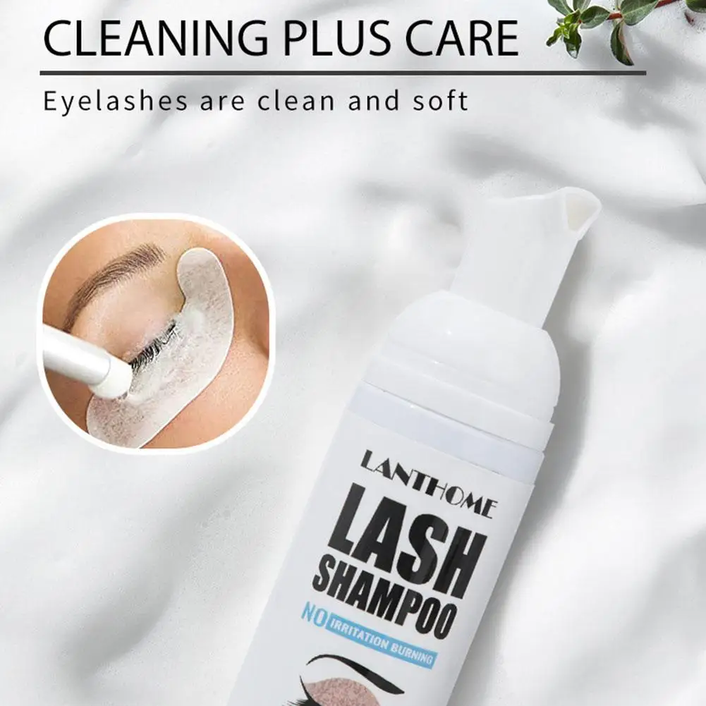 Eyelash Extension Shampoo Foam For Deep Clean 1.69fl.oz Lash Eyelid Shampoo Extension Brush Kit Foam Cleanser For Salon Hom E8U6