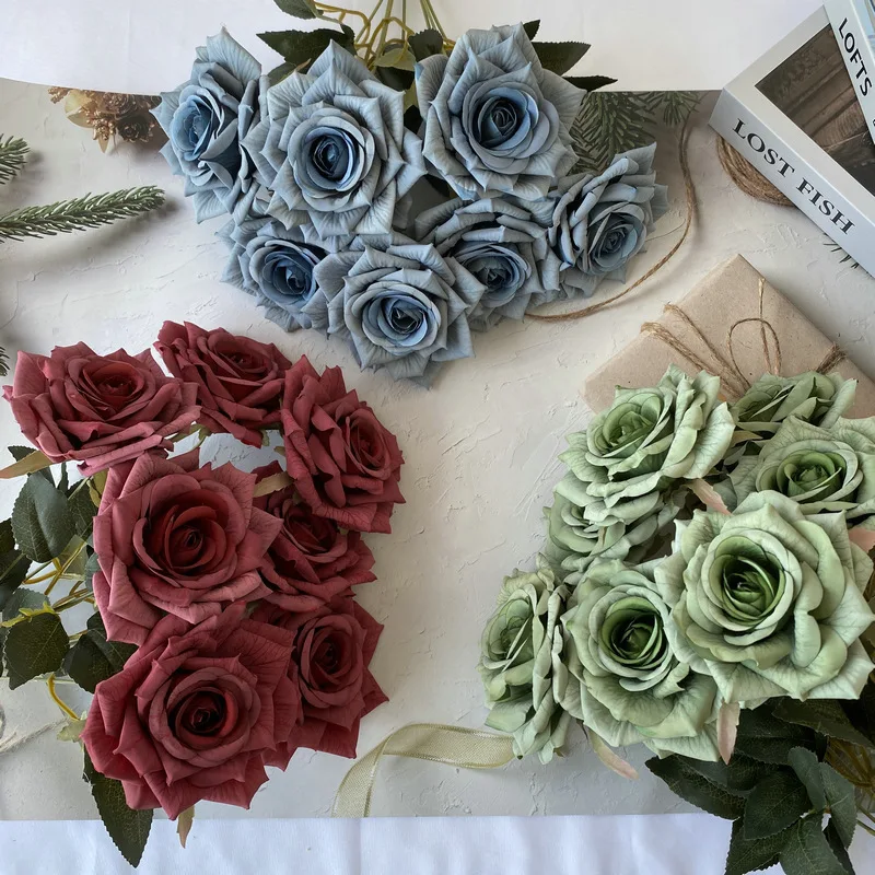 41CM 7-Fork Silk Screen Rose Artificial Flower Wedding Living Room Decoration Bouquet image 4