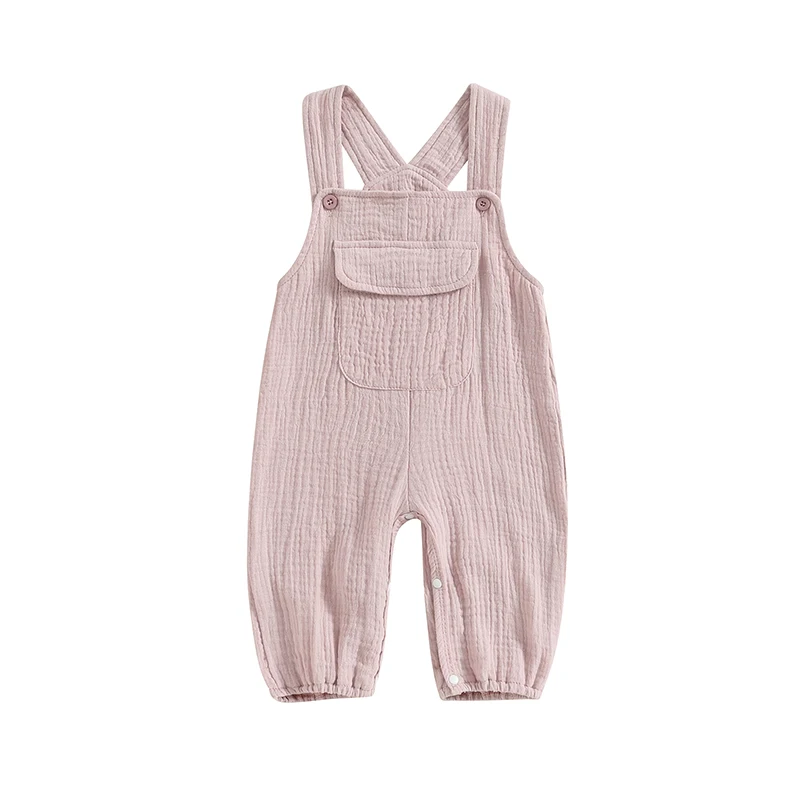 

Newborn Infant Baby Girl Boy Romper Clothes Toddler Solid Color Sleeveless Straps Overalls Baby Summer Clothes Jumpsuit