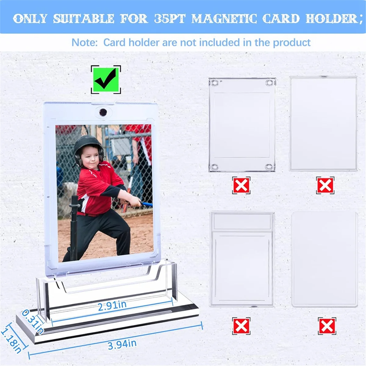 ABST 4 Pack Magnetic Card Holder Base Trading Card Stand Card Sleeves Protector Base for Standard Cards,Baseball Card Display