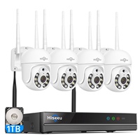 Hiseeu 5MP H.265 Outdoor Panoramic Home Wifi Color Night Vision PTZ Camera Cctv Wireless Nvr Kit