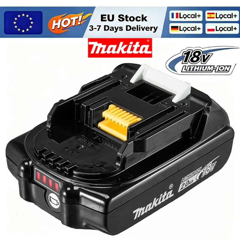 1 batteria ricaricabile agli ioni di litio Makita originale da 18 V e 2,0 Ah, modello BL1820B-1, compatibile con gli utensili elettrici BL1830, BL1830B, BL1840, BL1840B, BL1850, BL1850B. Spedita dalla