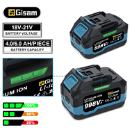Gisam 4.0AH 6.0AH Rechargeable Lithium-Ion Battery for Cordless Dirll/Brushless Wrench/Screwdriver for Makita 18V Battery pins