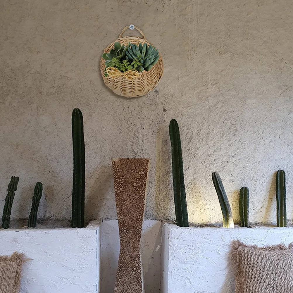 

Stylish Woven Wall Hanging Flower Basket Versatile Home Decor Indoor Plants Storage Refined Tasteful Design Hanging Wall Basket