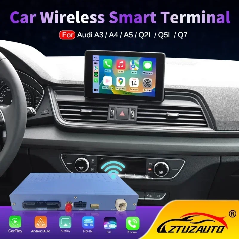 Wireless Car Play Android Auto Adapter for Audi A3 A4 A5 Q5 Q7 MIB1 MIB2 2014-2018 Retrofit Interface Smart Box Support Mirrorli