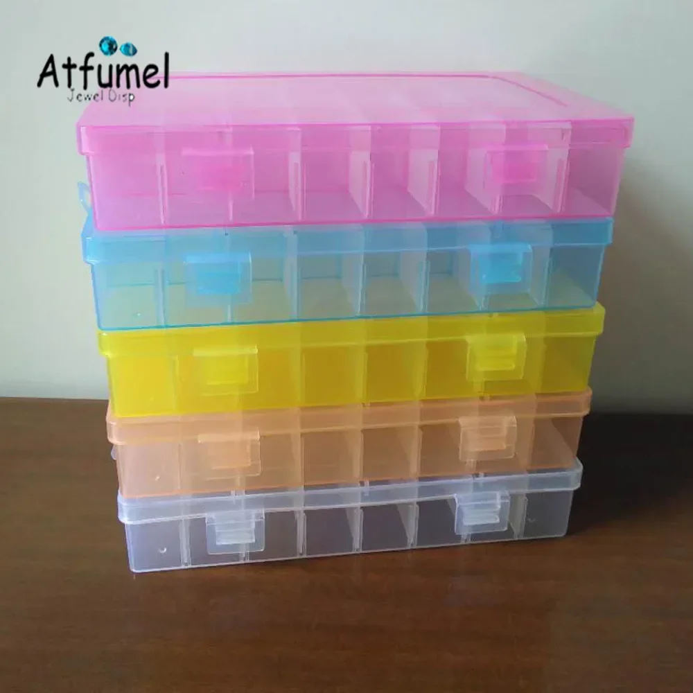 24 Slots Portable Jewelry Tool Storage Box Beads Ring Electronic parts Screw Earring Organizer Container DIY Trinket Platic Box