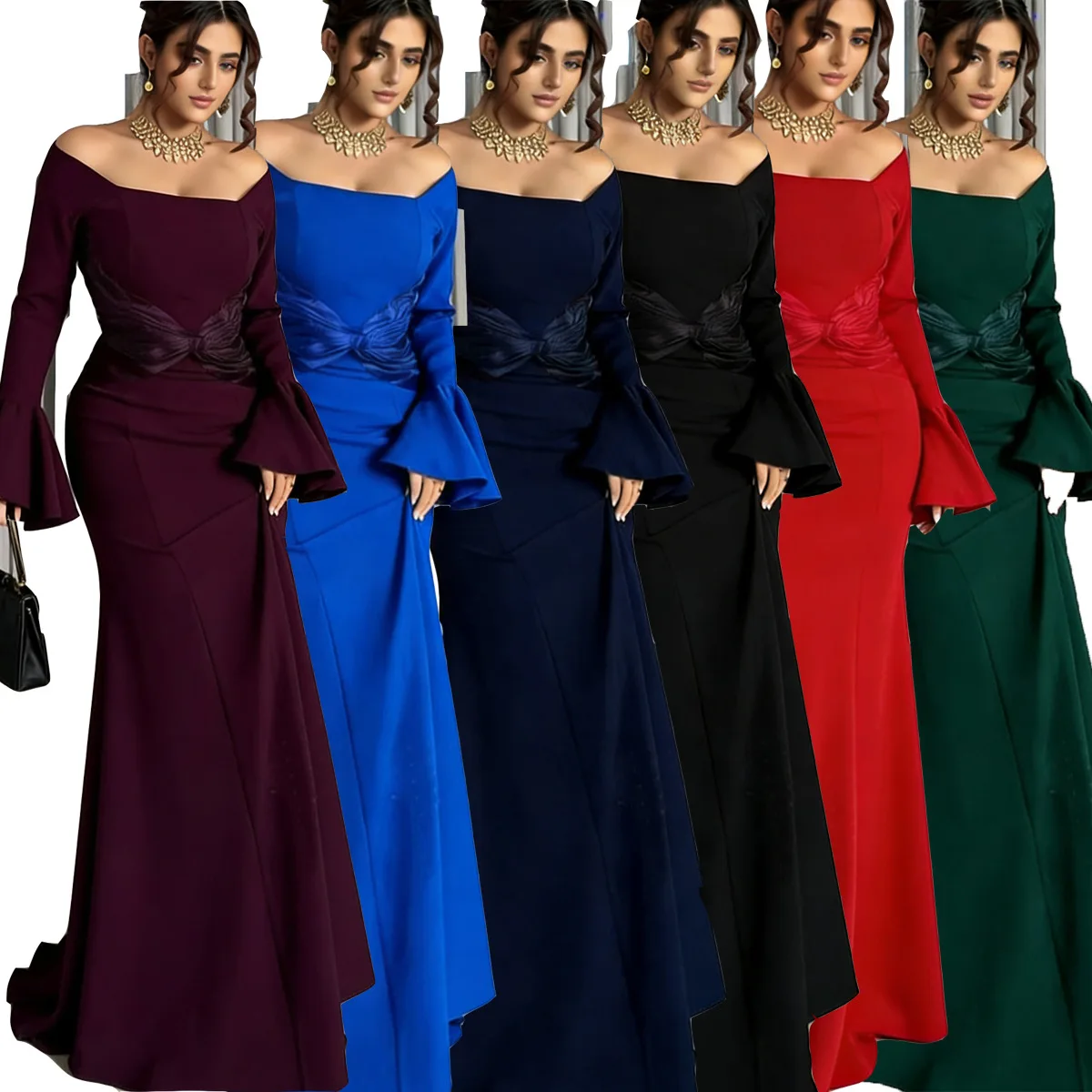 

Сексуальное новое женское платье для вечеринок с длинными рукавами и открытыми плечами в нескольких цветах