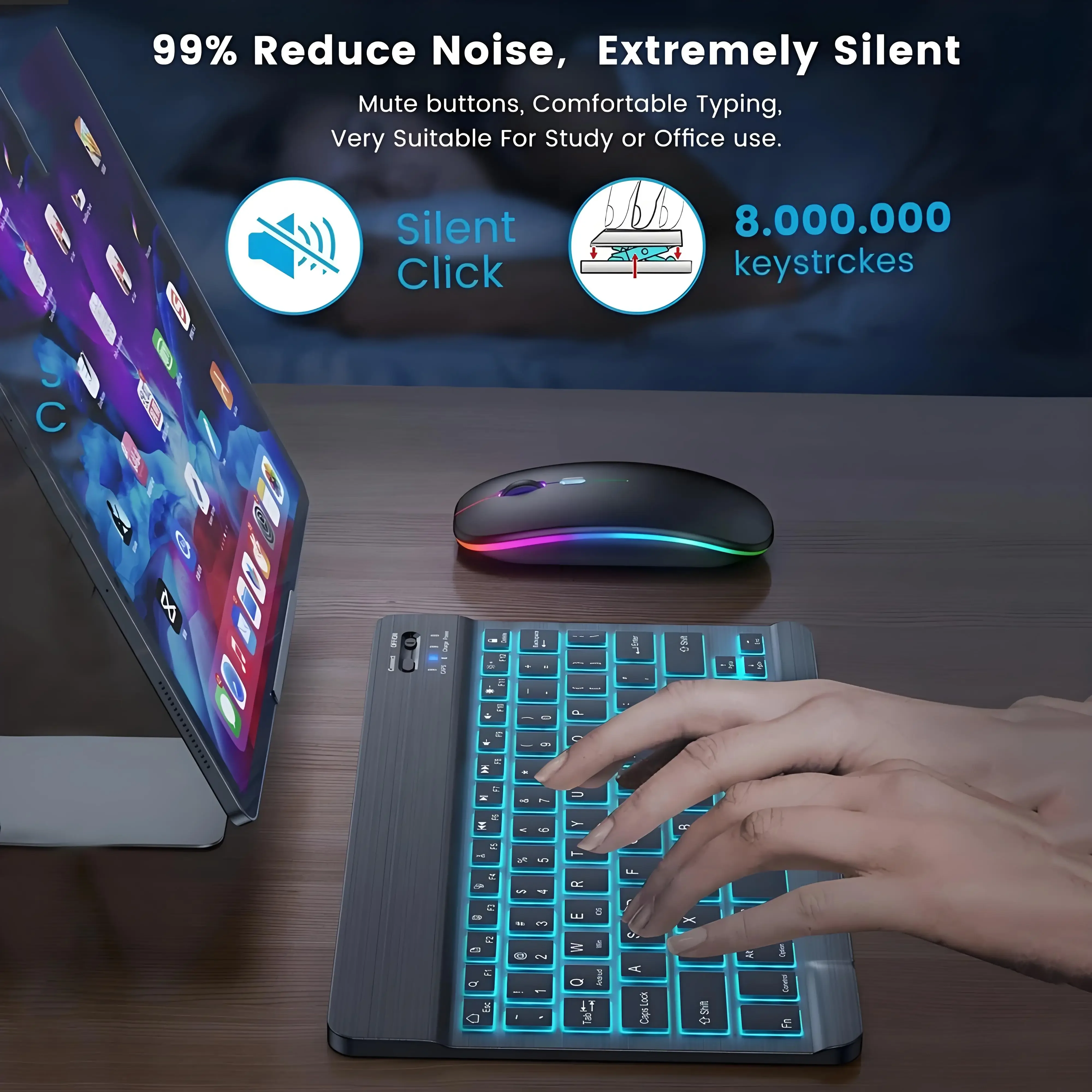 Teclado bluetooth mini teclado retroiluminado rgb 10 polegadas teclado sem fio backlight touchpad teclado para ios android windows ipad