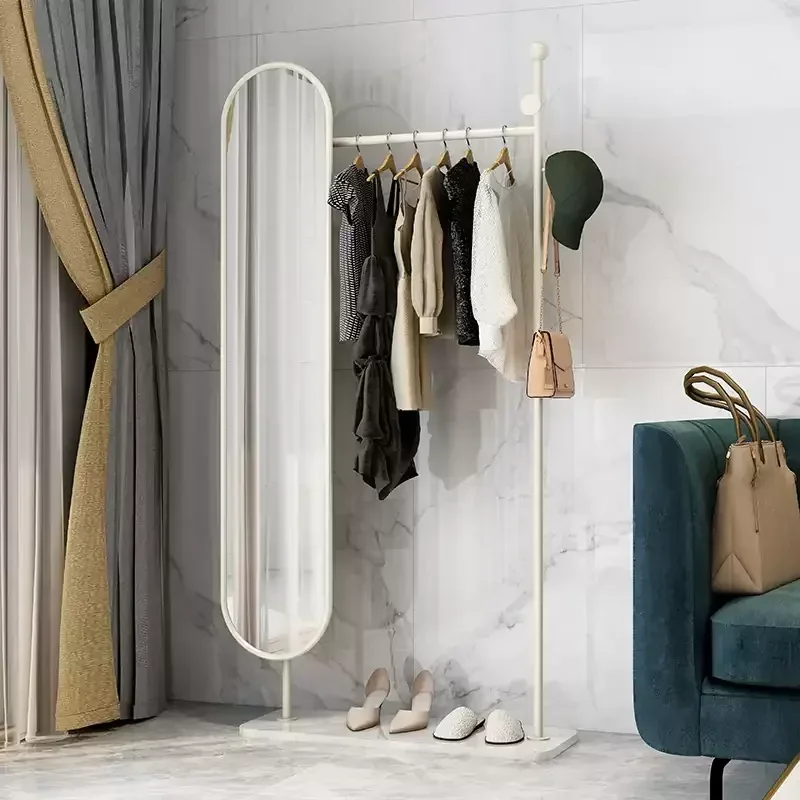 A hot sale Floor-to-ceiling full-body mirror hotel home bedroom rotating full-length mirror light luxury simple coat rack