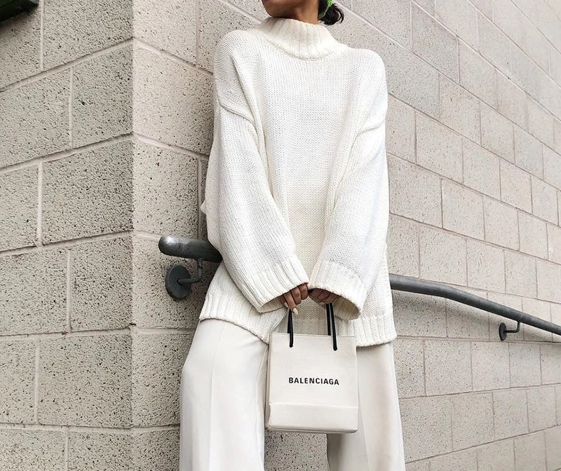 Autumn Women's Knitted Pullover Loose Irregular Thick Sweater Street Solid Color Turtleneck Knit