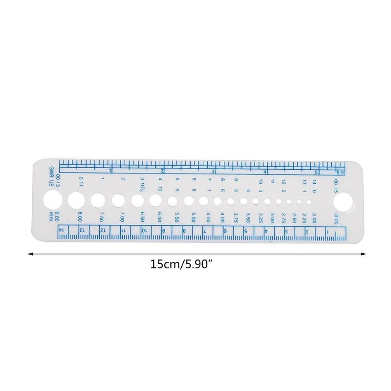 DONG Plastic All In Measure Ruler Useful Needle Gauge Sewing Ruler Circle Holes Template Ruler for Creative Knitting Tool