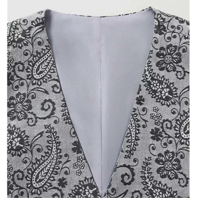 Jaqueta masculina cinza estampada sem mangas, colete com decote em V de peito único, tamanhos asiáticos M-5XL 6XL 7XL 8XL