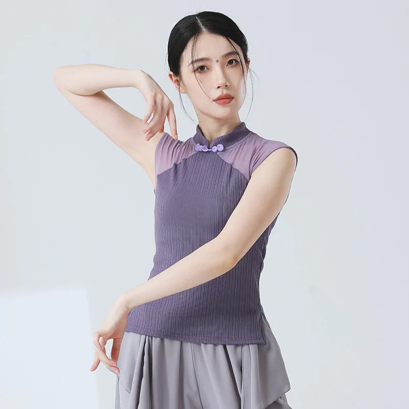 

Chinese style classical dance practice clothes women's dance tops modern dance improved cheongsam body clothes sleeveless