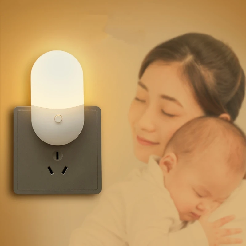 Led Mini Night Light Switch Plug-In Led Light Eye Protection Night Light Lamp Use For Bedside Baby Feeding Living Room