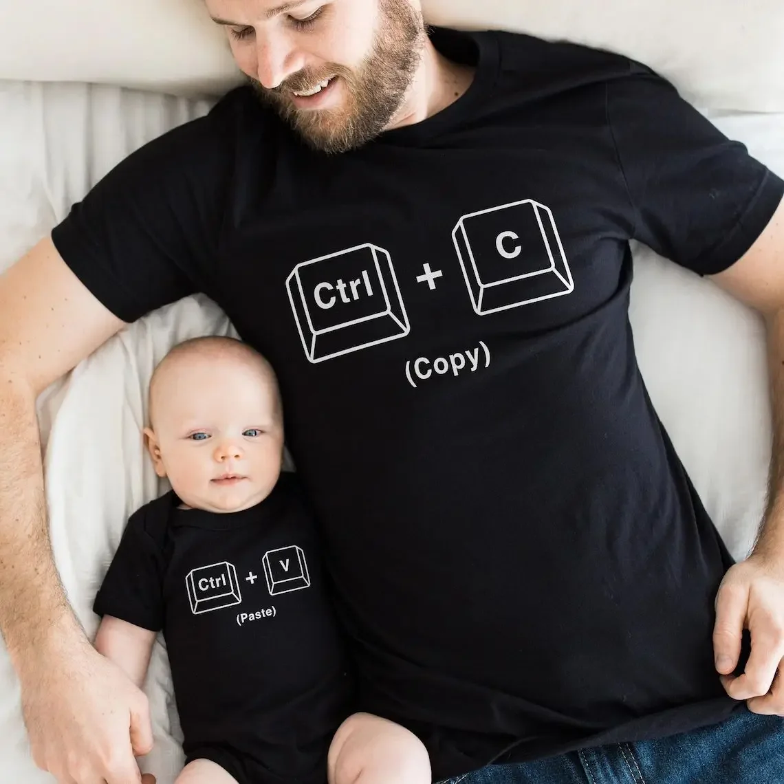 Ctrl+C Ctrl+V Family Matching Clothes Funny Cotton Family Look Daddy Mommy and Me Kids Shirt Baby Bodysuit Father\'s Day Gift