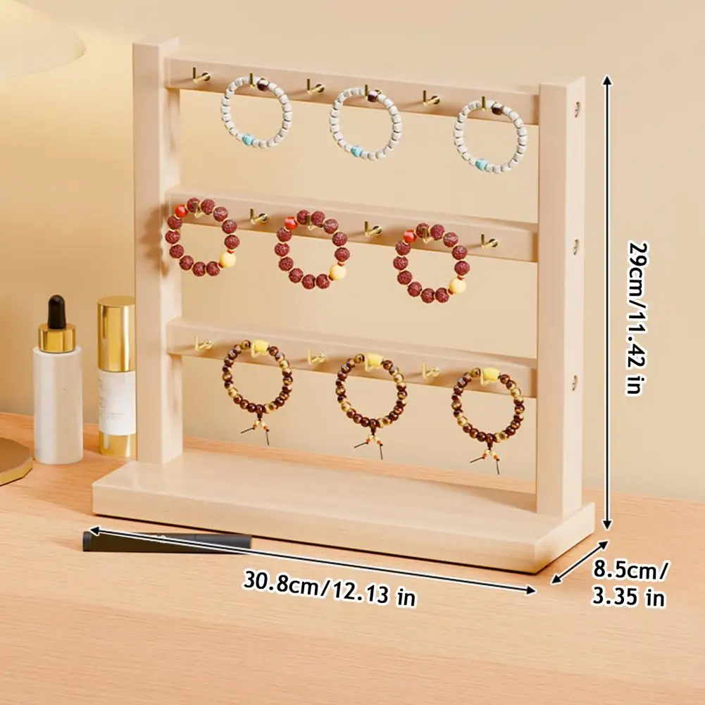 Wood Necklace Holder Display Wooden Jewelry Organizer Display Stand Multi-layer Space-saving Storage Rack Bracelet for Necklaces