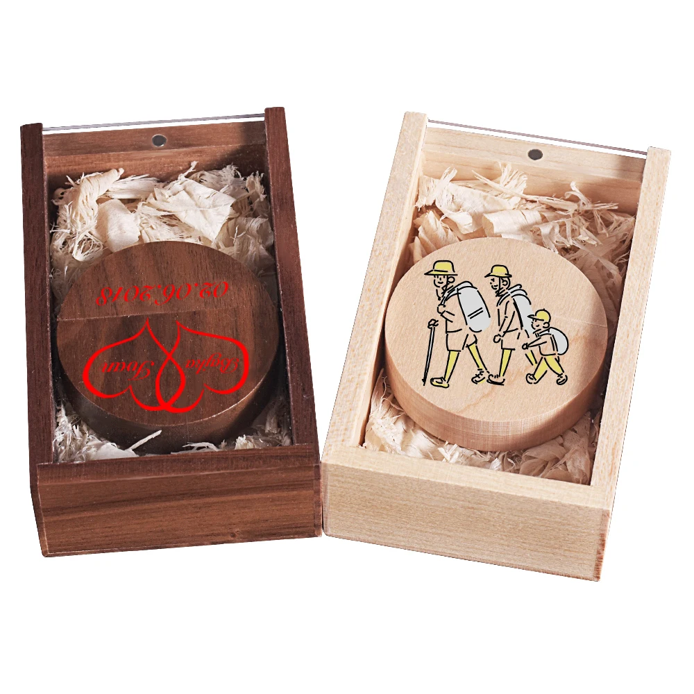 محرك فلاش USB مستدير من خشب القيقب 128 جيجابايت شعار مخصص مجاني ذاكرة عصا 64 جيجابايت محرك القلم الإبداعي 32 جيجابايت 100% سعة حقيقية قرص U 16 جيجابايت