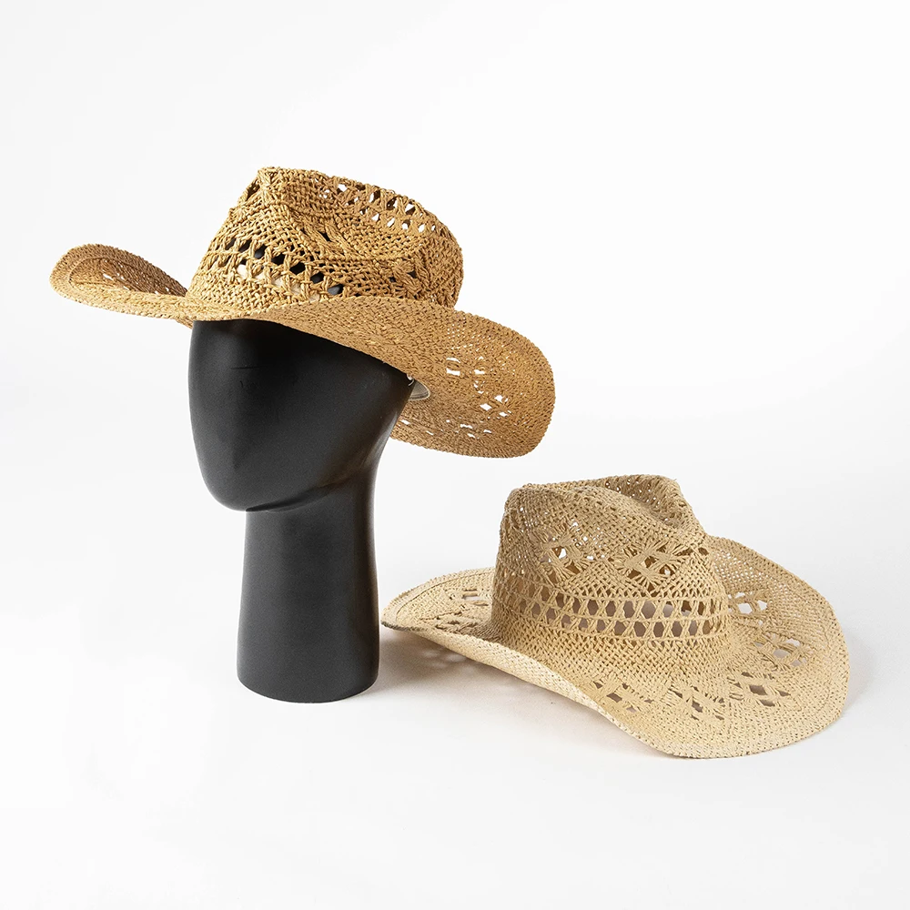 

Summer cowboy straw hat paper straw hat hand weaved straw hat wide brim