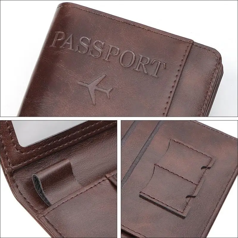 1PC Lightweight Passport Wallet RFID Blocking Multiple Compartments Travel Documents view 3