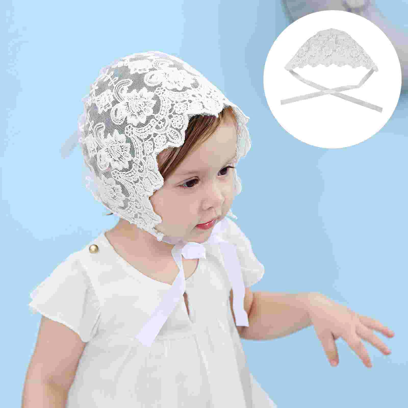 1PC Adorable Baby Lace Cotton Hat Beautiful Hat Bonnet Floral Pattern Headdress for Toddler Infant (White)