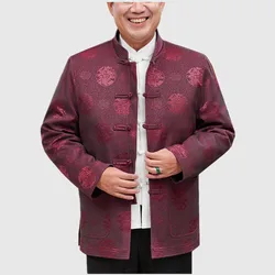 Manteau de style chinois pour hommes, veste traditionnelle Tang trempée, bouton rétro, cadeau de nouvel an pour le père, printemps 2024