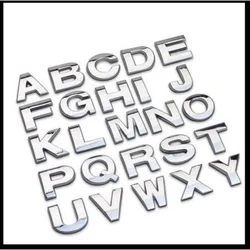 1Pcs 25mm Car Number Letters Decoration Chrome Stickers 3d Metal Alloy  Waterproof  Emblem Badge Tail Label Exterior Accessories