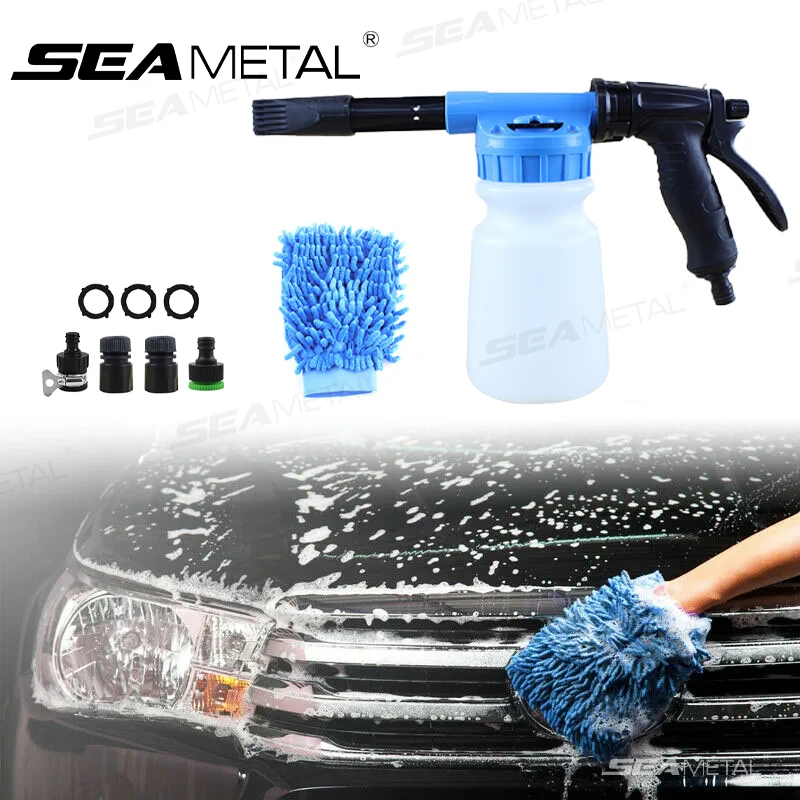 SEAMETAL 1L Adjustable Car Washer Foam Nozzle Car Washing Foam Gun Cleaning Tool Glove Pot Lance Water Soap Shampoo Sprayers