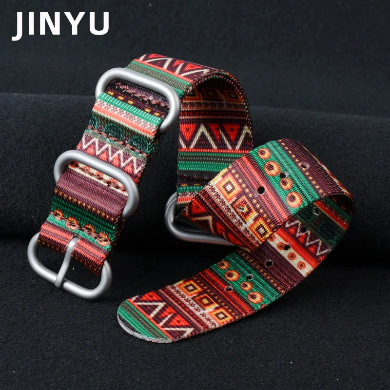 18mm 20mm 22mm 24mm Nylon  Watchband Strap Watch Band Retro Strap Stainless Steel Buckle